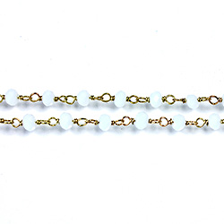 Indian Crystal Linked Bead Chain - Rondelle 3x4MM ALABASTER-Brass