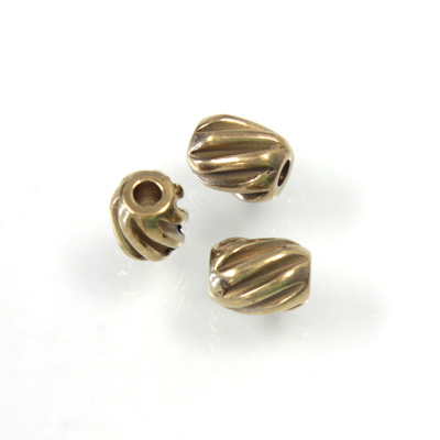 Brass Bead - Lead Safe Machine Made Ribbed Oval 06x5MM RAW BRASS