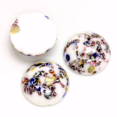 Glass Medium Dome Lampwork Cabochon - Round 18MM MOSAIC WHITE (04660)