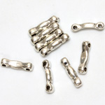 Metalized Plastic Bead 2-Hole Bar Bell 11x3MM SILVER PLATED