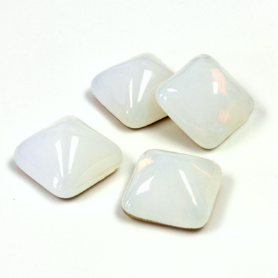 Glass High Dome Foiled Cabochon - Square 10x10MM WHITE OPAL