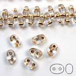 Preciosa Czech Glass 2-Hole Seed Bead - Twin 2.5x5MM CRYSTAL BRONZE LINE 68106 Strung