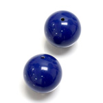 Plastic Bead - Opaque Color Smooth Round 18MM NAVY