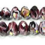 Chinese Cut Crystal Millefiori Bead - Rondelle 12MM PURPLE