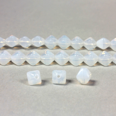 Czech Pressed Glass Bead - Smooth Bicone 06MM WHITE OPAL