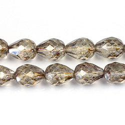 Czech Glass Fire Polish Bead - Pear 13x10MM LUMI COATED TAUPE