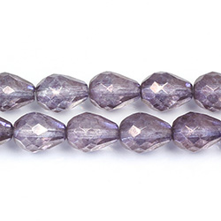 Czech Glass Fire Polish Bead - Pear 13x10MM LUMI COATED PURPLE