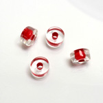 Plastic Bead - Color Lined Smooth Large Hole - Round 5x10MM CRYSTAL RED LINE