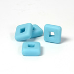 Czech Pressed Glass Rings and Connectors - Square 12x12MM MATTE TURQUOISE