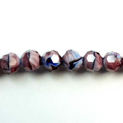 Chinese Cut Crystal Millefiori Bead - Round 10MM PURPLE