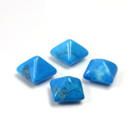 Gemstone Cabochon - Square Pyramid Top 08x8MM HOWLITE DYED TURQUOISE