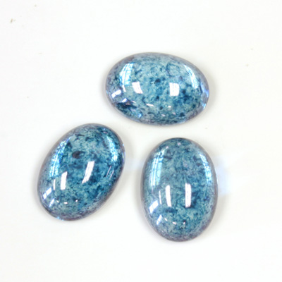 Glass Medium Dome Coated Cabochon - Oval 18x13MM LUSTER BLUE