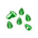 Fiber-Optic Flat Back Stone with Faceted Top and Table - Pear 10x6MM CAT'S EYE GREEN