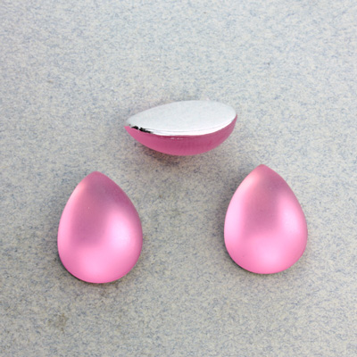 Plastic Flat Back Foiled Cabochon - Pear 18x13MM MATTE ROSE