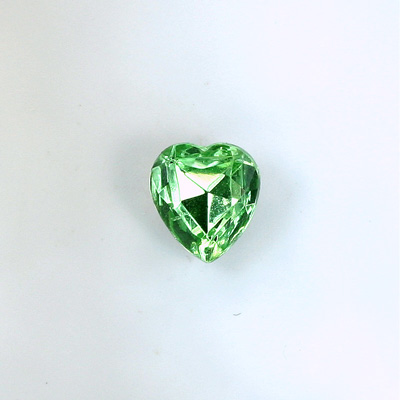 Glass Point Back Foiled Tin Table Cut (TTC) Stone - Heart 09x8MM PERIDOT