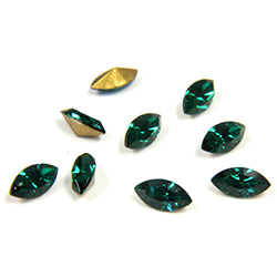 Swarovski Crystal Foiled Point Back Tin Table Cut (TTC) Fancy Stone - Navette 06x3MM EMERALD