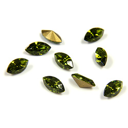 Swarovski Crystal Foiled Point Back Tin Table Cut (TTC) Fancy Stone - Navette 06x3MM OLIVINE