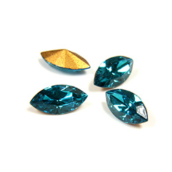 Swarovski Crystal Foiled Point Back Tin Table Cut (TTC) Fancy Stone - Navette 10x5MM BLUE ZIRCON