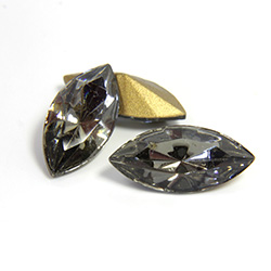 Swarovski Crystal Foiled Point Back Tin Table Cut (TTC) Fancy Stone - Navette 15x7MM BLACK DIAMOND