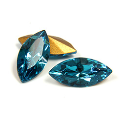 Swarovski Crystal Foiled Point Back Tin Table Cut (TTC) Fancy Stone - Navette 15x7MM BLUE ZIRCON