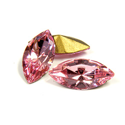 Swarovski Crystal Foiled Point Back Tin Table Cut (TTC) Fancy Stone - Navette 15x7MM LIGHT ROSE