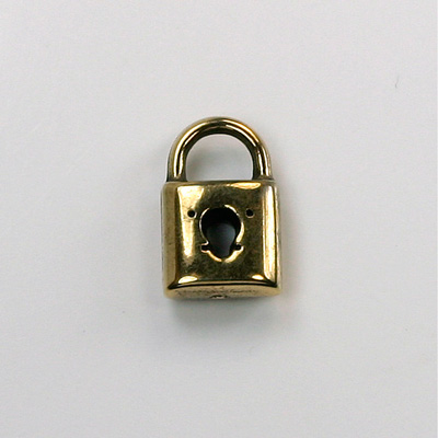 Metalized Plastic Pendant- Lock 16x11MM ANT GOLD