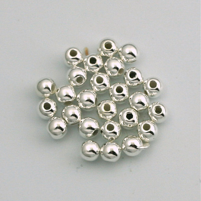 Metalized Plastic Smooth Bead - Round 04MM SILVER