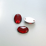 Plastic Flat Back 2-Hole Foiled Sew-On Stone - Oval 14x10MM RUBY