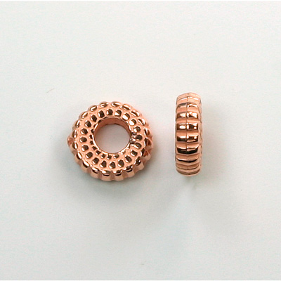 Metalized Plastic Bead - Ribbed Round Spacer 10.5MM COPPER