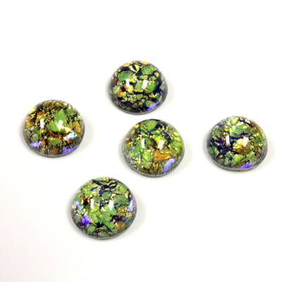 Glass Medium Dome Lampwork Cabochon - Round 11MM COLOR OPAL LIGHT GREEN (0625)