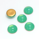 Glass Medium Dome Foiled Cabochon - Round 11MM OPAL GREEN