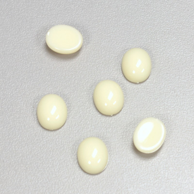 Plastic Flat Back Opaque Cabochon - Oval 10x8MM IVORY