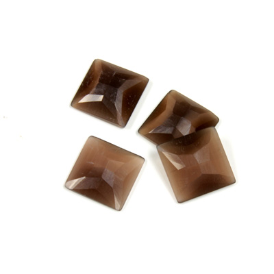 Fiber-Optic Flat Back Stone - Faceted checkerboard Top Square 10x10MM CAT'S EYE BROWN