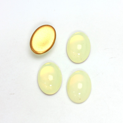 Glass Medium Dome Foiled Cabochon - Oval 14x10MM OPAL YELLOW