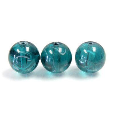 Czech Glass Lampwork Bead - Round 12MM FLAWED EMERALD