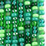 Preciosa Czech Glass Seed Bead - Round 6/0 MIXED GREEN Color
