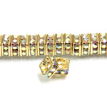 Czech Rhinestone Rondelle - Square 04.5MM CRYSTAL AB-GOLD