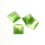Fiber-Optic Flat Back Stone - Faceted checkerboard Top Square 10x10MM CAT'S EYE LT GREEN