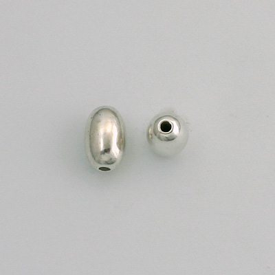 Metalized Plastic Smooth Bead - Oval 09x6MM SILVER