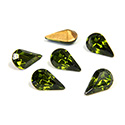 Swarovski Crystal Foiled Point Back Tin Table Cut (TTC) Fancy Stone - Pear 8x4.8MM OLIVINE