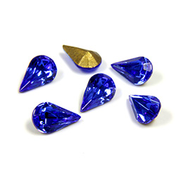 Swarovski Crystal Foiled Point Back Tin Table Cut (TTC) Fancy Stone - Pear 8x4.8MM SAPPHIRE