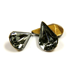 Swarovski Crystal Foiled Point Back Tin Table Cut (TTC) Fancy Stone - Pear 13x7.8MM BLACK DIAMOND