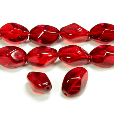 Czech Pressed Glass Bead - Baroque 13x9MM RUBY