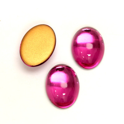 Glass Medium Dome Foiled Cabochon - Oval 18x13MM FUCHSIA