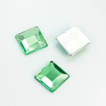 Plastic Flat Back Foiled Rose Cut Rhinestone - Square 12x12MM PERIDOT