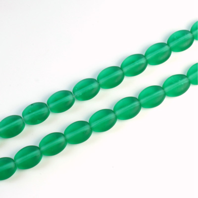 Czech Pressed Glass Bead - Flat Oval 08x6MM MATTE EMERALD