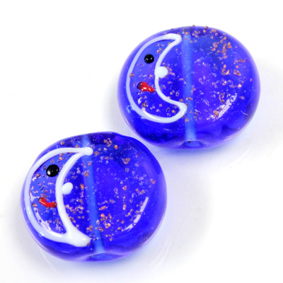 Czech Glass Lampwork  Bead - Round Fairy Tale MOON