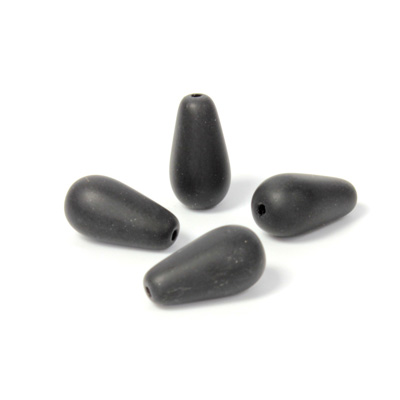 Czech Pressed Glass Bead - Smooth Pear 13x7MM MATTE JET