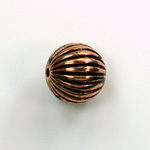 Metalized Plastic Bead - Ribbed Round Melon 14MM ANT COPPER