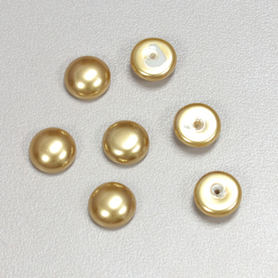 Glass Medium Dome Pearl Dipped Cabochon - Round 09MM GOLD